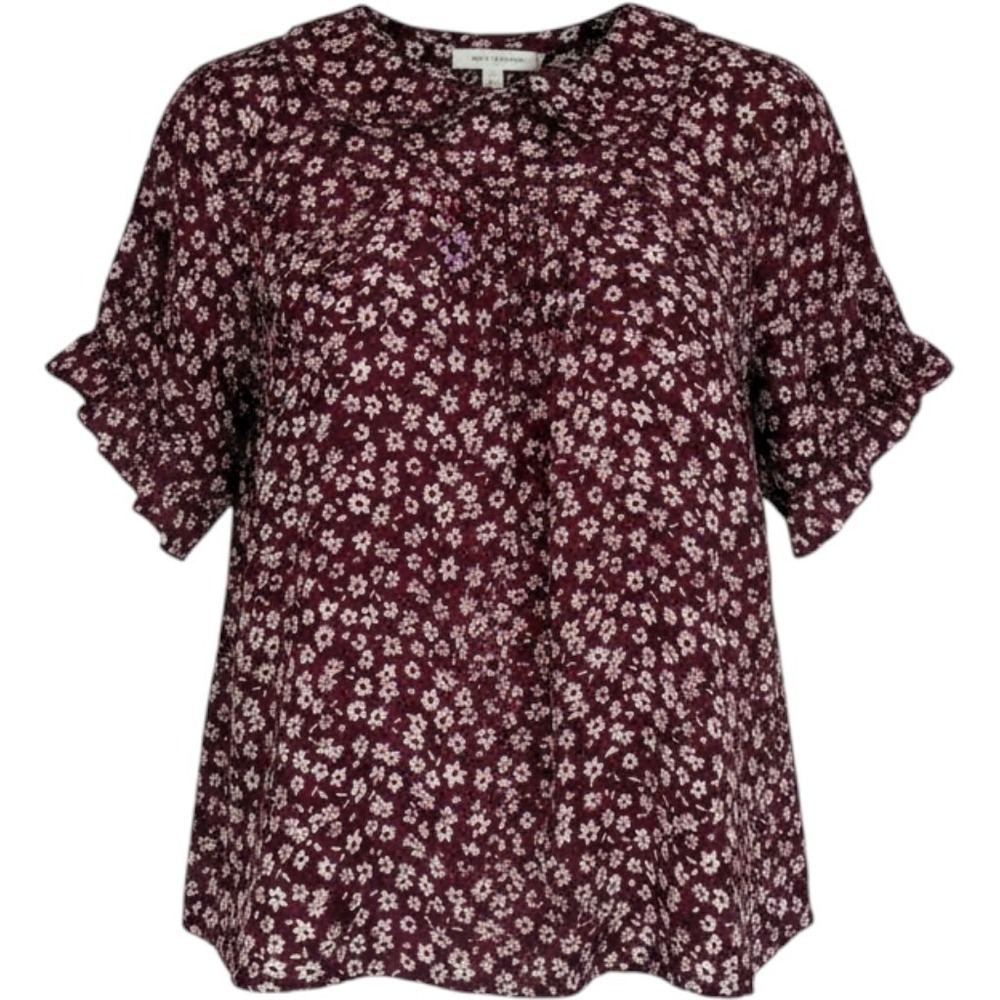 PILCRO The Keira Blouse Sz 2X Ditsy Floral Peter Pan Collar Ruffle Puff Sleeve - Picture 2 of 13